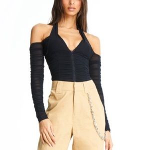 SOLD!! I AM GIA Black Mesh Halter Top!